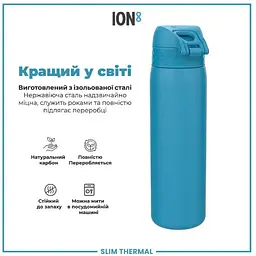 Пляшка для води металева вакуумна ION8 500 мл Vacuum Insulated Blue (I8TS500BLU) - мініатюра 7