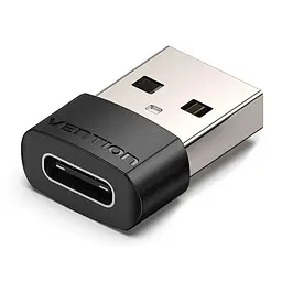 Перехідник Vention USB 2.0 Male to USB-C Female Adapter Black PVC Type (CDWB0)