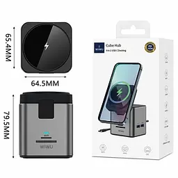 БЗП Wi-W025 Cube 9in1 USB-C + HUB Gray Wiwu teh0029894 - мініатюра 7