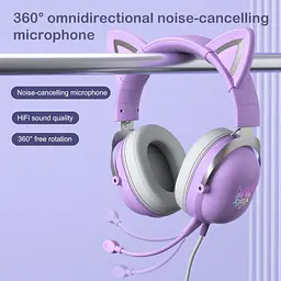 Дротова ігрова гарнітура Onikuma Gaming CAT with LED X11, USB, 3.5mm, 2.2m, purple - мініатюра 6