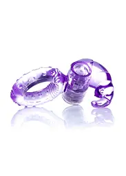 Ерекційне кільце Boss Series Rabbit Vibro Cock Ring 7.5 см фіолетовий - мініатюра 4