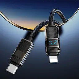 Дата кабель Hoco U137 Line with display Type-C to Lightning 27W (1.2m) Black - мініатюра 6