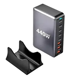 Зарядний пристрій XoKo 2xUSB-С PD100W + 3xUSB-С PD65W + 3xUSB QC18W 440W GaN (QC-400) - мініатюра 3