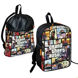 Шкільний рюкзак дитячий GTA Grand Theft Auto + Сумка для взуття спортивної форми рюкзак-мішок хлопчикові (01915)