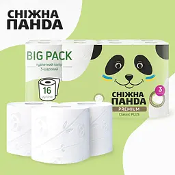 Тришаровий туалетний папір Сніжна панда Premium Classic Plus 16 рулонів - мініатюра 2