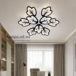 Дизайнерська стельова LED люстра Diasha 8148/6+3BK Petal чорна, 9 плафонів, 185 Вт, 80 см, 16-25m2