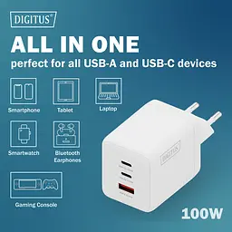 Зарядний пристрій 2хUSB-C, 1хUSB-A DIGITUS GaN 100W - мініатюра 5