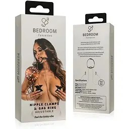 Затискачі для сосків з кляпом Bedroom Fantasies Nipple Clamps & silicone Gag Ring - мініатюра 7