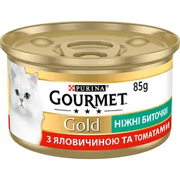 Упаковка вологого корму для котів Gourmet Gold Ніжні биточки з яловичиной та томатами 1.02 кг (85 г x 12 шт.) - мініатюра 2