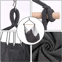 Підвісне крісло бразильський гамак Hanert BOHO Black - мініатюра 5