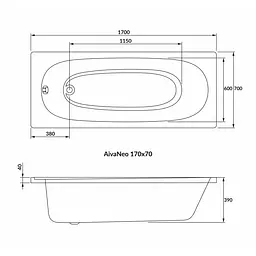 Ванна акрилова Volle Ava Neo 170x70 1229.001770 Білий - мініатюра 2