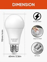 Світлодіодна лампа Plusluck E27, 13,5 Вт LED Cool White 6000 K 1506 лм - мініатюра 2