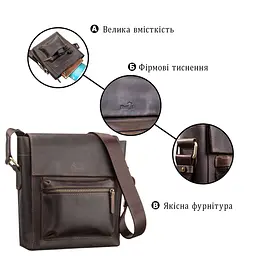 Сумка чоловіча SHVIGEL 11095 шкіряна коричнева - мініатюра 4