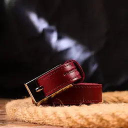 Неповторний жіночий ремінь із натуральної шкіри Grande Pelle 21447 бордовий 110 см - мініатюра 10
