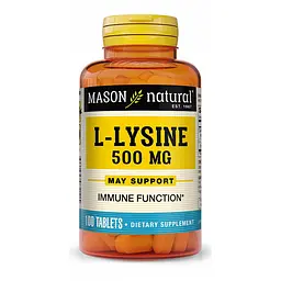 Амінокислота Mason Natural L-Lysine 500 mg, 100 таблеток