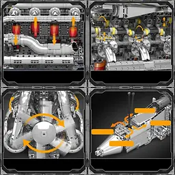 Конструктор Mould King Mking Двигун та коробка передач V8 Twin-Turbo (10168) [160730] - мініатюра 3