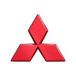Емблема Mitsubishi 95х82 мм Червона Пластик на скотчі (Завод)
