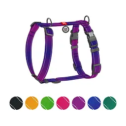 Шлея для собак WAUDOG Nylon Mono анатомічна H-подібна з QR паспортом, пластиковий фастекс, XL фіолетова (54599)