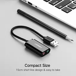 Звукова карта Ugreen US205 USB 2.0 чорний (30724) - мініатюра 2