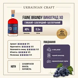 Коньяк Faine Brandy Виноград XO 40% 0.5 л - мініатюра 5