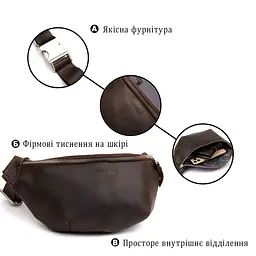 Бананка у вінтажній шкірі Grande Pelle 11154 коричнева - мініатюра 8