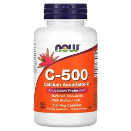 Вітаміни та мінерали NOW Vitamin C-500 Calcium Ascorbate, 100 вегакапсул