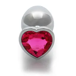 Анальна пробка Ouch! Heart Gem Butt Plug Large, 9.3 см (сріблястий) - мініатюра 4