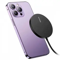 Бездротовий зарядний пристрій магнітний Baseus Simple Mini3 Magnetic 15 W чорний (CCJJ040001) - мініатюра 3
