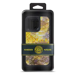 Кожаный чехол для Apple iPhone 15 Pro Max, Harder Nagas, желтый, термополиуретан ТПУ + экокожа с имитацией кожи Наги, панель, защита корпуса, противоударный, микрофибра, рамка вокруг камеры, защита всего корпуса, (ARM76741) - мініатюра 3