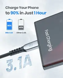 Кабель USB C із захистом від розривів INIU D7C (6,6 футів, 2 шт. в упаковці) - мініатюра 3