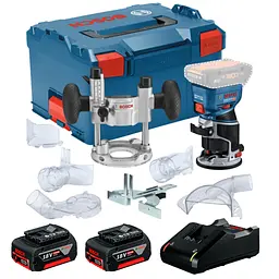 Акумуляторний фрезер Bosch GKF 18V-8 Professional, з 2 акб 4 Ah та з/п GAL 18V-40, в кейсі L-Boxx 238