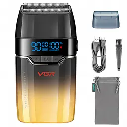 Електробритва VGR V-308 шейвер, подвійне лезо, 9000 RPM, LED-дисплей Золотий