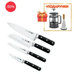 Набір ножів Prime Chef Krauff та Ніж сантоку 17.5 см + Френч-пресc та терка