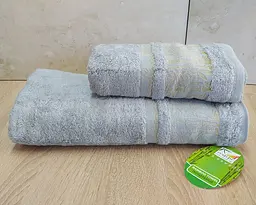 Набір турецьких бамбукових махрових рушників Cestepe 50х90+70х140 Bamboo Aymira Light Grey