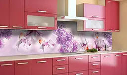 Вініловий кухонний фартух 3Д Бузок наклейка для кухні іриси Квіти Фіолетовий 60х300 см Happy Pocket Z181619 - мініатюра 3
