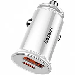 Автомобільний зарядний пристрій Baseus Circular Plastic 1USB 1Type-C QC 4.0+PD3.0 30W 5A CCALL-YS02 White - мініатюра 2