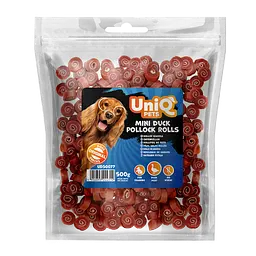 Ласощі для собак UniQ PETS Міні рулети з качки та тріски 500 г