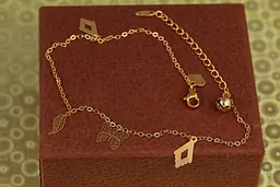 Браслет Xuping Jewelry на ногуметелик ромбик листочок 23 см 1 мм подовжувач 5 см золотистий