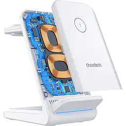 Бездротовий зарядний пристрій Choetech T608-F 3 в 1 Wireless Charger White [101509] - мініатюра 3