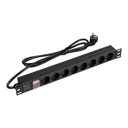 Блок розеток E-NET PDU/8M-16А Black на 8 розеток Schuko, с выключателем (25-00065) - миниатюра 3
