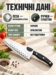 Набір кухонних ножів 13 предметів з нержавіючої сталі Чорний (37261529) - мініатюра 7