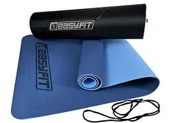 Килимок для йоги та фітнеса EasyFit TPE+TC 6мм двошаровий + Чохол синій з блакитним (EF-1924s-BLB) - мініатюра 9