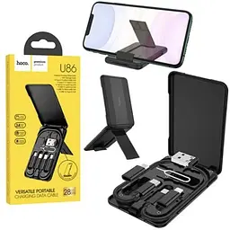 Кабель Hoco Charging Data cable U114 6 in1With Storage Case Black - мініатюра 2