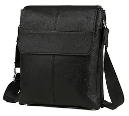 Чоловіча шкіряна сумка месенджер Tiding Bag Чорна