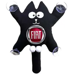 Іграшка на присосці Кіт Саймон XL Fiat Жирний Кіт Чорний (Кольоровий логотип 3D)