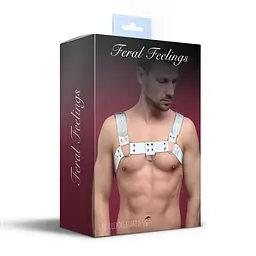 Чоловіча портупея на груди з натуральної шкіри Feral Feelings - Bulldog Harness White - мініатюра 3