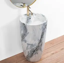 Умивальник Rea Anya 45x45x84 granit, окремостоячий (REA-U5802), Матовий - мініатюра 4