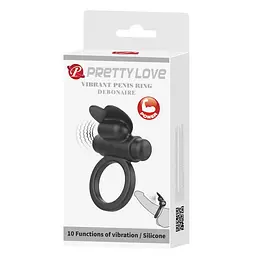 Віброкільце Pretty Love Vibrant Penis Ring Debonaire 8.5 см чорний - мініатюра 11