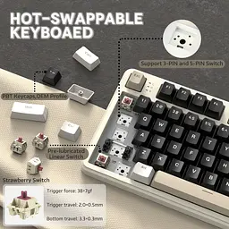 Клавіатура Attack Shark X87 RGB Linear Strawberry Switch Cheese White (AS-6972792471471-CW) [166724] - мініатюра 4