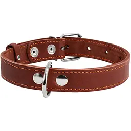 Нашийник одинарний Collar, шкіра, 38-50х2,5 см, коричневий - мініатюра 2